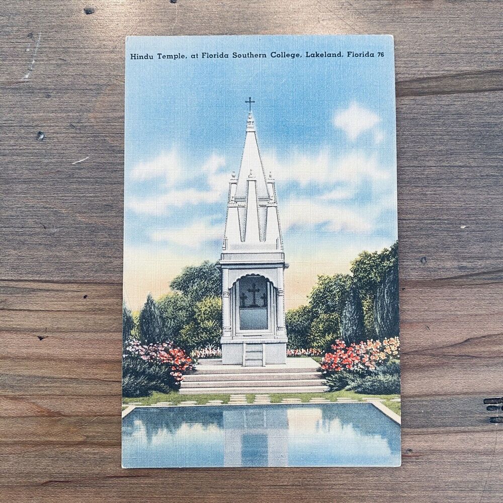 1950s Vintage Postcard Hindu Temple Florida Southern College Lakeland FL